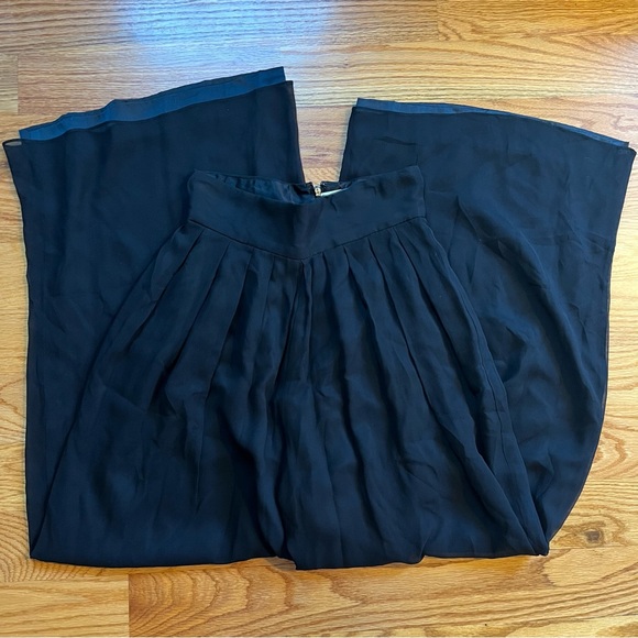 Carmen Marc Valvo 100% silk wide leg black pant size 2 - Picture 2 of 7